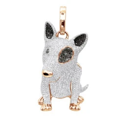 14K White Gold White Black Diamond Mini Bull Terrier Dog Pendant 3.85ct -Luxurman 14k gold white black diamond mini bull terrier dog pendant 385ct ro