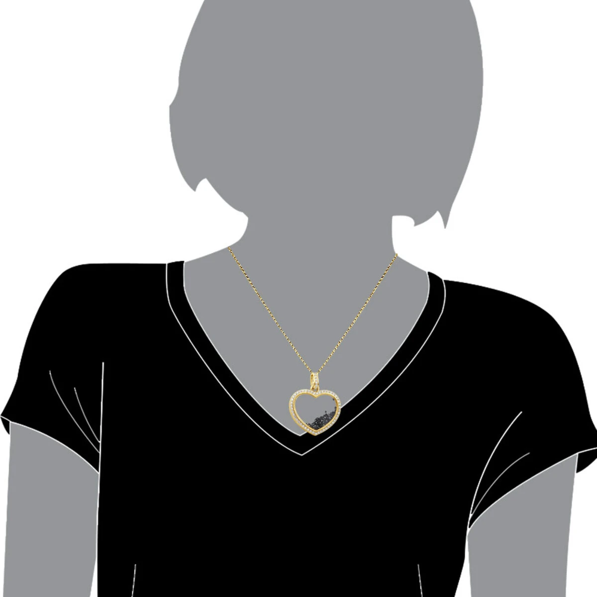 14K Yellow Gold White Black Diamonds Ladies Diamond Heart Shaker Pendant 8ct Moving Stones 7 14K Yellow Gold White Black Diamonds Ladies Diamond Heart Shaker Pendant 8ct Moving Stones - Image 7