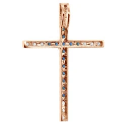 14K White Gold White Blue Diamond Cross Pendant 0.86ct 13 14K White Gold White Blue Diamond Cross Pendant 0.86ct -Luxurman 14k gold white blue diamond cross pendant 086ct p 6607 back rose