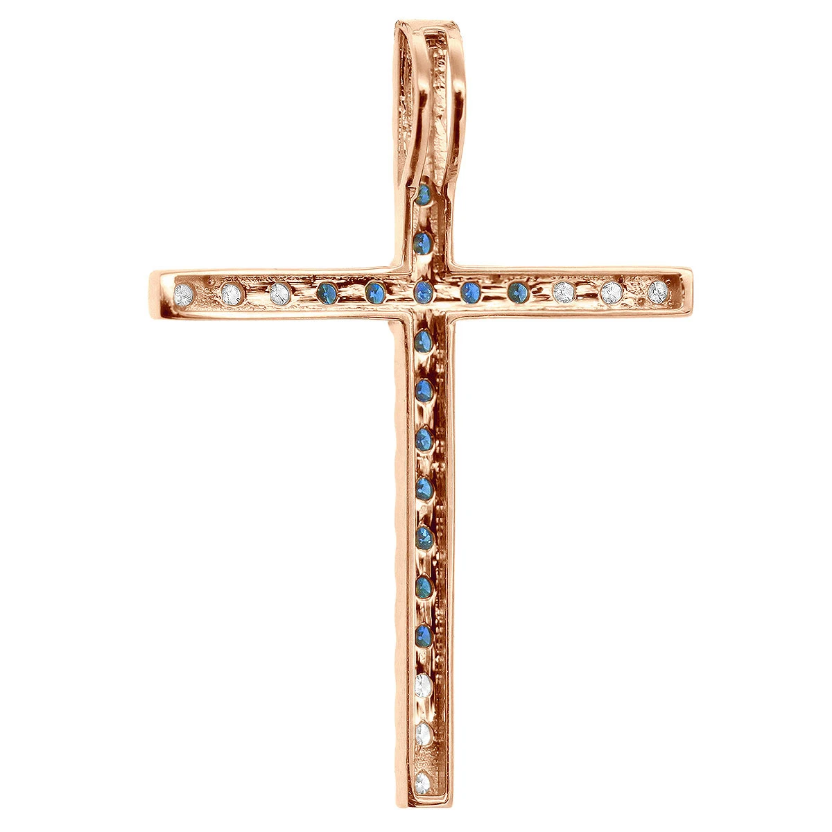 14K White Gold White Blue Diamond Cross Pendant 0.86ct 6 14K White Gold White Blue Diamond Cross Pendant 0.86ct - Image 6