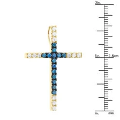 14K White Gold White Blue Diamond Cross Pendant 0.86ct 15 14K White Gold White Blue Diamond Cross Pendant 0.86ct -Luxurman 14k gold white blue diamond cross pendant 086ct p 6607 ruler yellow
