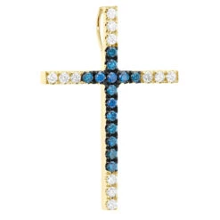 14K White Gold White Blue Diamond Cross Pendant 0.86ct 10 14K White Gold White Blue Diamond Cross Pendant 0.86ct -Luxurman 14k gold white blue diamond cross pendant 086ct p 6607 yellow