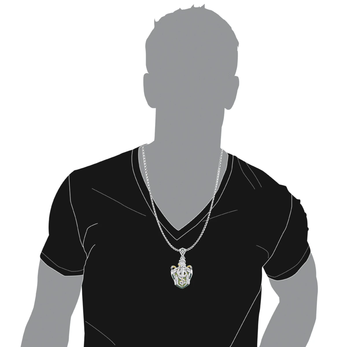 14K Gold White Blue Green Yellow Diamond Sword & Snakes Men's Pendant 18ct 5 14K Gold White Blue Green Yellow Diamond Sword & Snakes Men's Pendant 18ct - Image 5