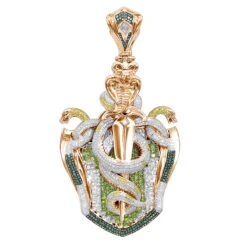 14K Gold White Blue Green Yellow Diamond Sword & Snakes Men's Pendant 18ct 8 14K Gold White Blue Green Yellow Diamond Sword & Snakes Men's Pendant 18ct -Luxurman 14k gold white blue green yellow diamond sword snakes mens pendant 18ct ro