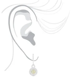 14K White Gold White Yellow Diamond Cluster Fashion Ladies Drop Earrings 1.45ct -Luxurman 14k gold white yellow diamond cluster fashion ladies drop earrings 145ct bod