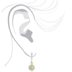 14K White Gold White Yellow Diamond Drop Earrings 1.2ct Women's Dangle Hoops 10 14K White Gold White Yellow Diamond Drop Earrings 1.2ct Women's Dangle Hoops -Luxurman 14k gold white yellow diamond drop earrings 12ct womens dangle hoops bod