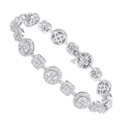 14K White Gold Women's Diamond Bracelet 6 Carat Pave Diamonds By Luxurman