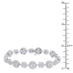 14K White Gold Women's Diamond Bracelet 6 Carat Pave Diamonds By Luxurman -Luxurman 14k gold womens diamond bracelet 6 carat pave diamonds by luxurman rulerwh