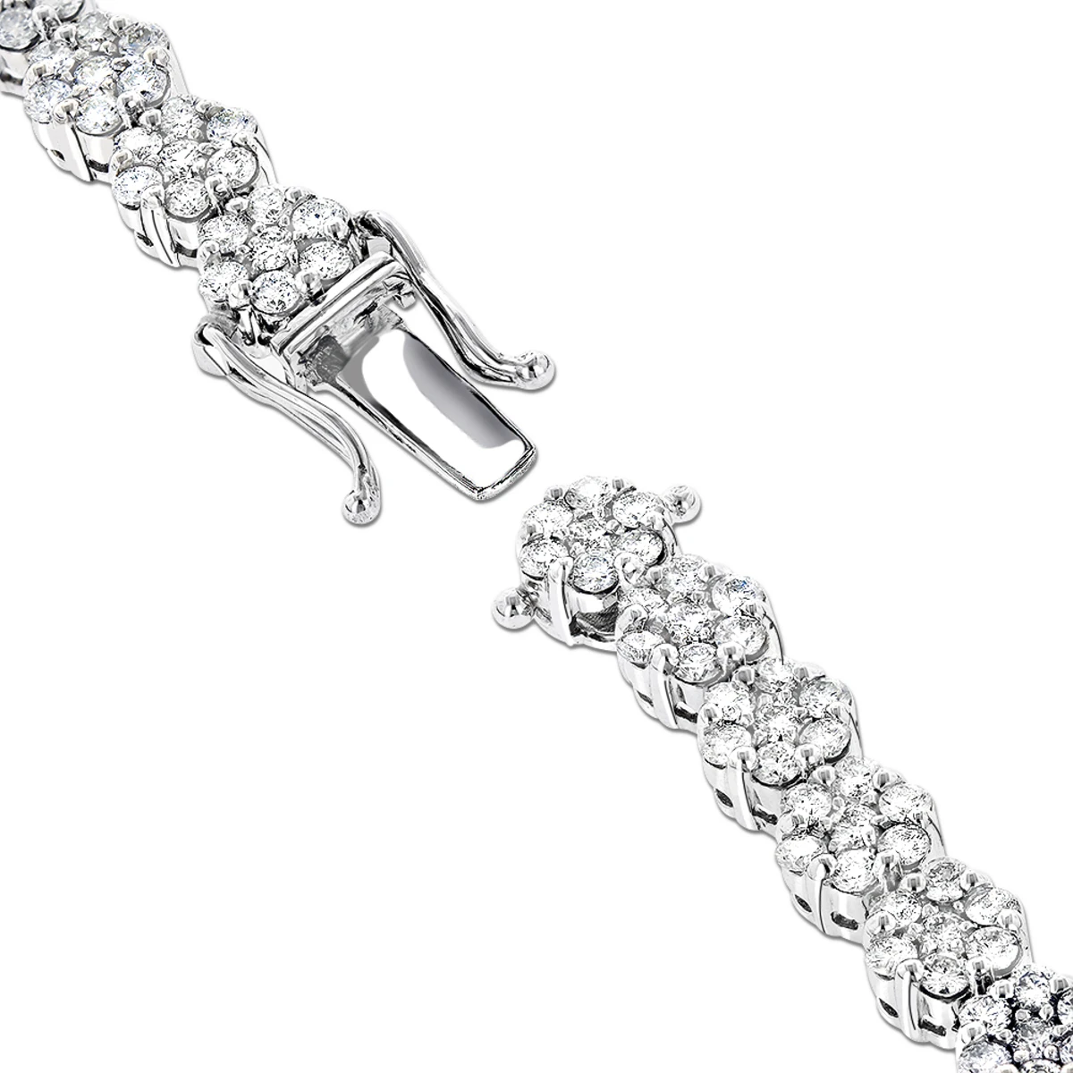 14K White Gold Women's Diamond Cluster Tennis Bracelet 8.25ct 6 14K White Gold Women's Diamond Cluster Tennis Bracelet 8.25ct - Image 6