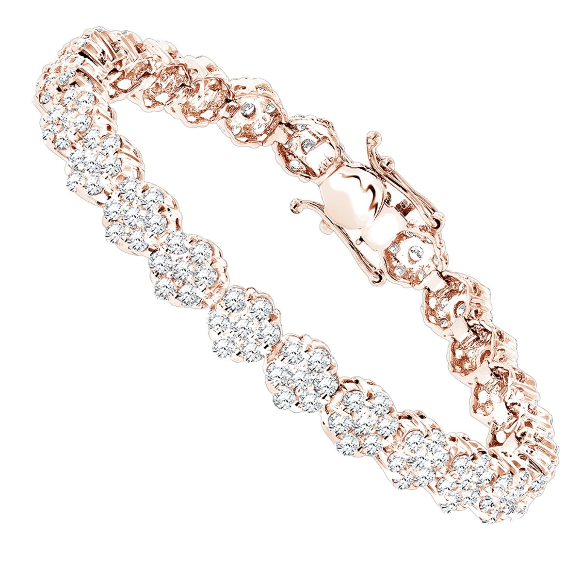 14K White Gold Women's Diamond Cluster Tennis Bracelet 8.25ct 3 14K White Gold Women's Diamond Cluster Tennis Bracelet 8.25ct - Image 3