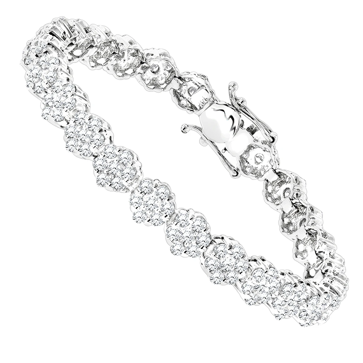 14K White Gold Women's Diamond Cluster Tennis Bracelet 8.25ct 1 14K White Gold Women's Diamond Cluster Tennis Bracelet 8.25ct