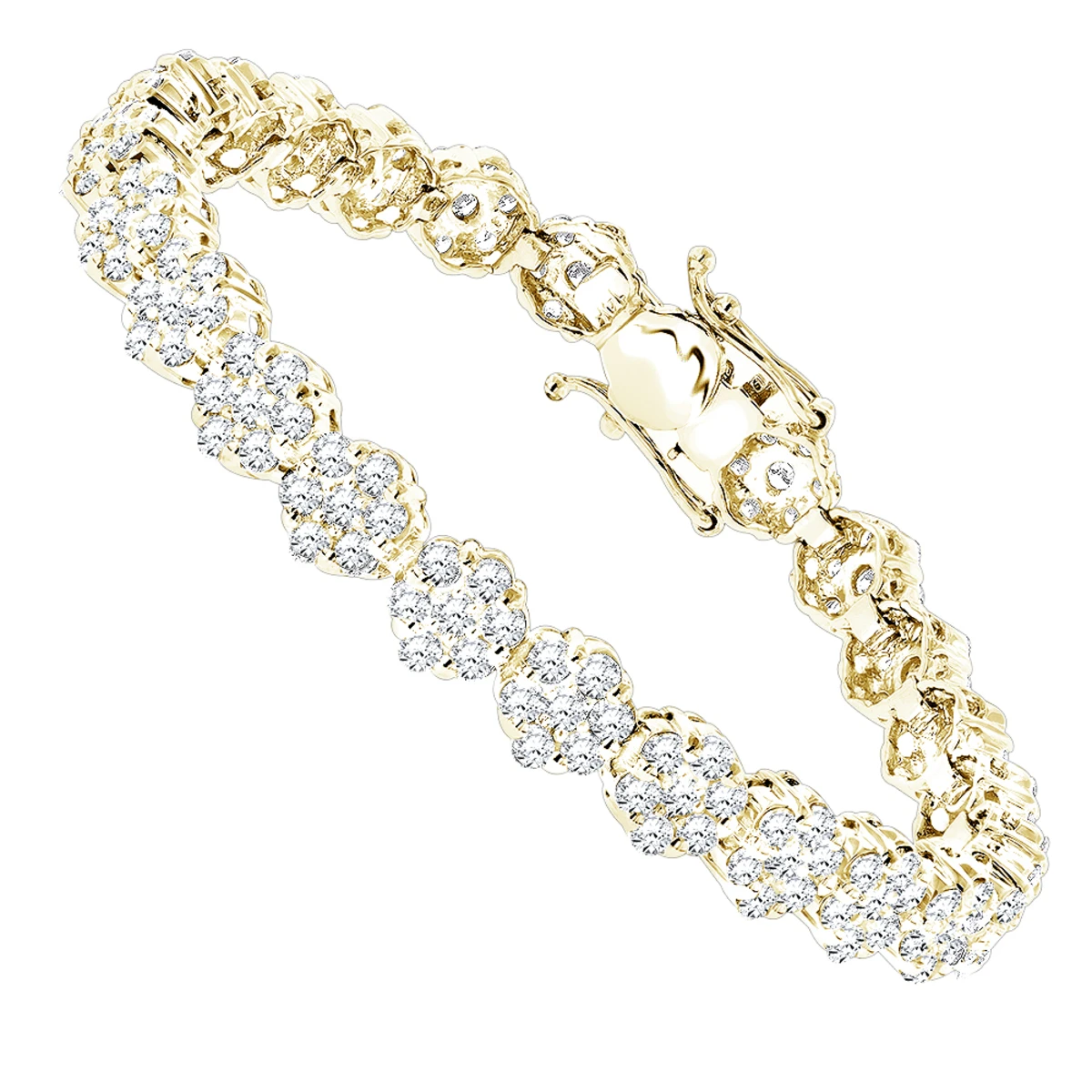 14K White Gold Women's Diamond Cluster Tennis Bracelet 8.25ct 2 14K White Gold Women's Diamond Cluster Tennis Bracelet 8.25ct - Image 2