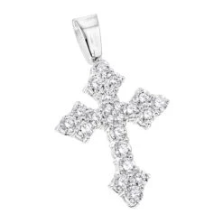 14K White Gold Women's Diamond Cross Pendant 2.12ct