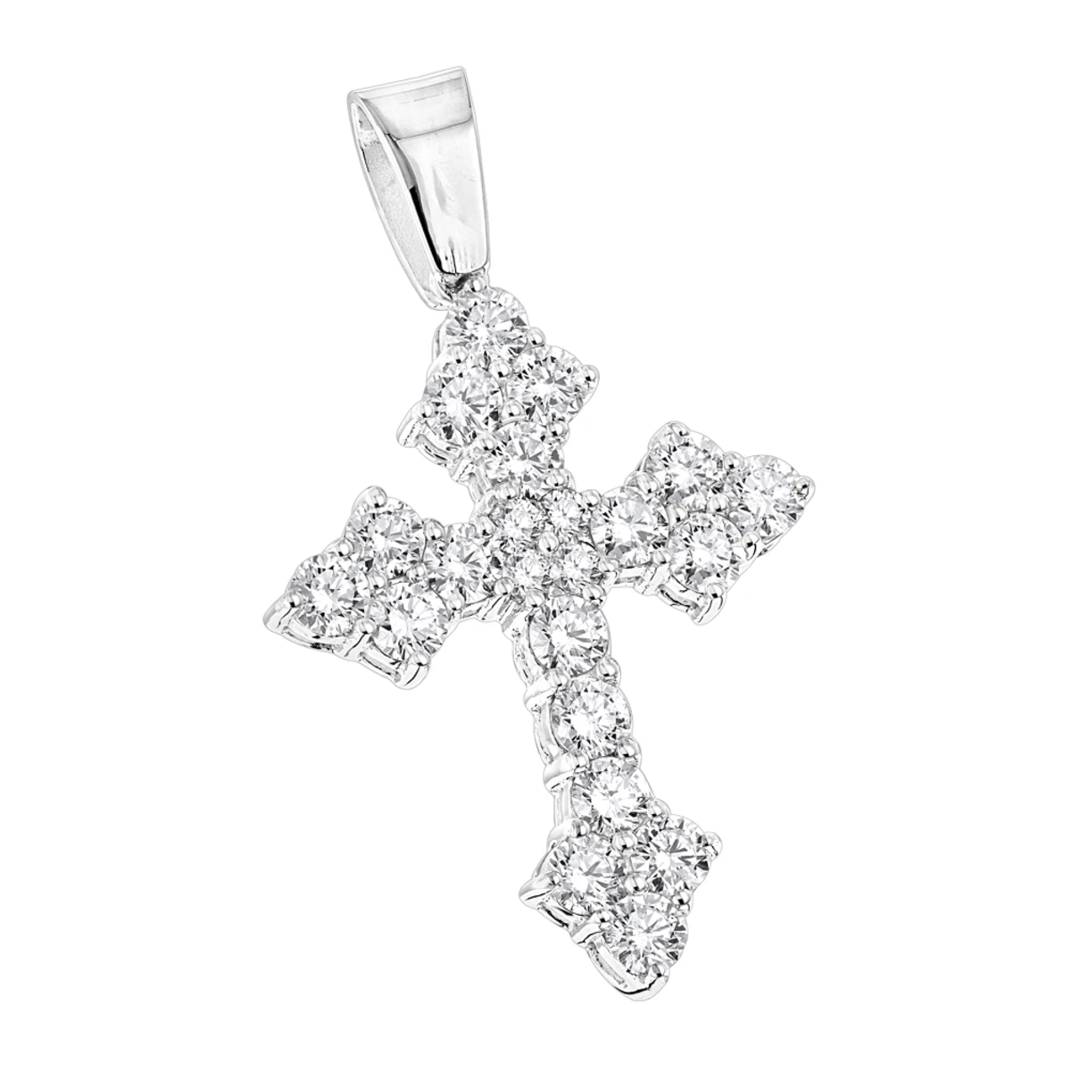 14K White Gold Women's Diamond Cross Pendant 2.12ct 1 14K White Gold Women's Diamond Cross Pendant 2.12ct