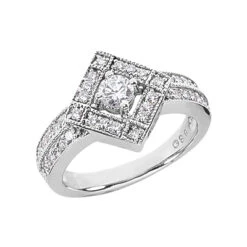 14K White Gold Women's Diamond Ring 0.60ct 12.9mm