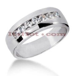 14K White Gold Diamond Wedding Band 0.63ct For Women