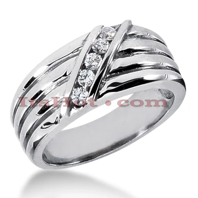 14K White Gold Women's Diamond Wedding Ring 0.24ct 8.3mm 1 14K White Gold Women's Diamond Wedding Ring 0.24ct 8.3mm