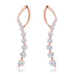 Journey Diamond Earrings For Women 14K White Gold 1.1ct -Luxurman 14k journey diamond earrings 132ct p 22554 ro