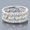 Unique Delicate Bands 14K White Gold Ladies Designer Diamond Ring 0.96ct