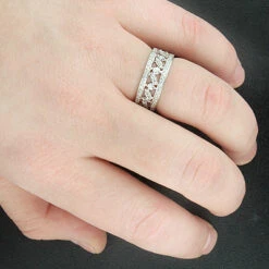 Unique Delicate Bands 14K White Gold Ladies Designer Diamond Ring 0.96ct -Luxurman 14k ladies round diamond ring 096ct p 40454bod