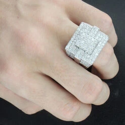 14K White Gold Men's Pave Diamond Ring 4 Carats Of Diamonds 13 14K White Gold Men's Pave Diamond Ring 4 Carats Of Diamonds -Luxurman 14k mens pave diamond ring 610ct p 40394bod