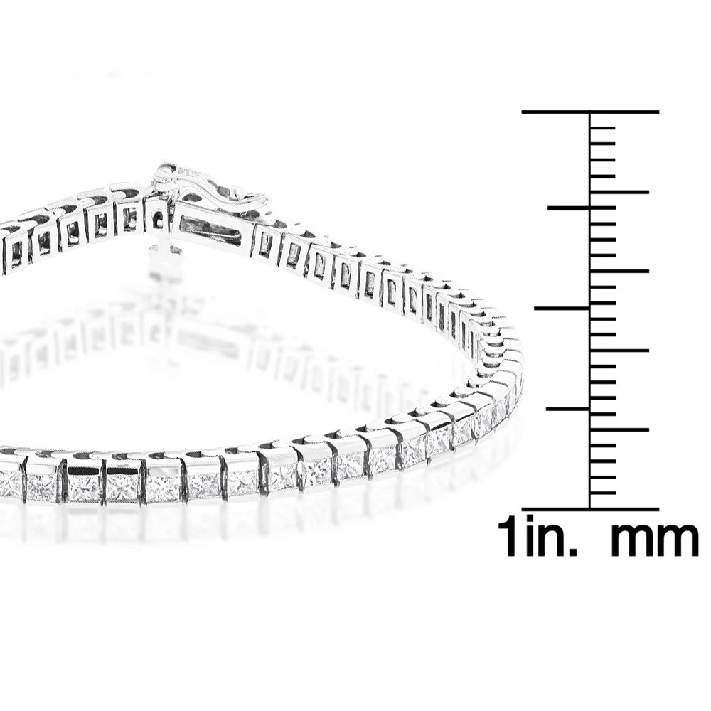 14K White Gold Princess Cut Diamond Tennis Bracelet For Women 4.83ct 6 14K White Gold Princess Cut Diamond Tennis Bracelet For Women 4.83ct - Image 6