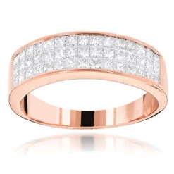 14K Yellow Gold Princess Cut Diamond Wedding Band Invisible Set Ring 1.25ct 9 14K Yellow Gold Princess Cut Diamond Wedding Band Invisible Set Ring 1.25ct -Luxurman 14k princess cut diamond wedding band 136ct p 38035 ro