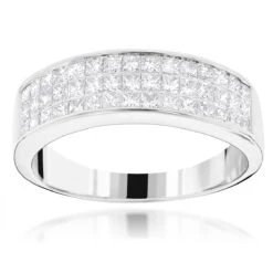 Luxurman -Luxurman 14k princess cut diamond wedding band 136ct p 38035 wh