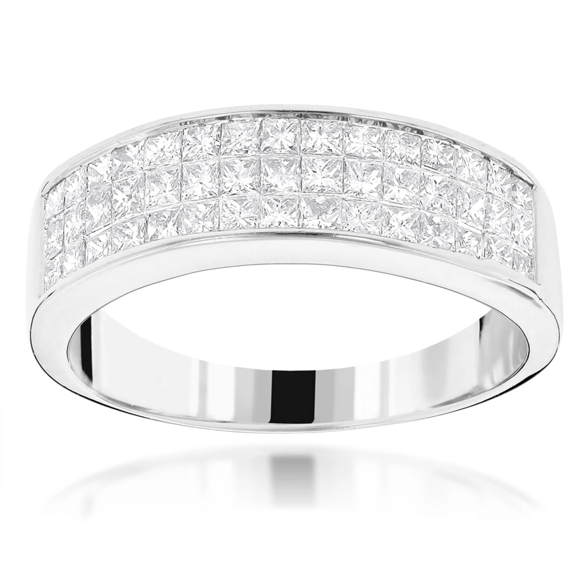 14K Yellow Gold Princess Cut Diamond Wedding Band Invisible Set Ring 1.25ct 2 14K Yellow Gold Princess Cut Diamond Wedding Band Invisible Set Ring 1.25ct - Image 2