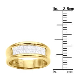 14K Yellow Gold Princess Cut Invisible Diamond Wedding Band 1.16ct -Luxurman 14k princess cut invisible diamond wedding band 116ct p 6328 ruler yellow