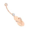 Pure 14K Rose Gold Diamond Flip Flop Belly Ring 0.33ct