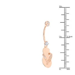 Pure 14K Rose Gold Diamond Flip Flop Belly Ring 0.33ct -Luxurman 14k pure gold diamond flip flop belly ring 033ct p 5874 rulerro