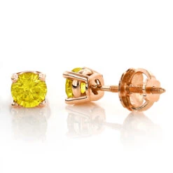 14K Yellow Gold Round Canary Yellow Diamond Stud Earrings 1/2ct 6 14K Yellow Gold Round Canary Yellow Diamond Stud Earrings 1/2ct -Luxurman 14k round canary yellow diamond stud earrings 12ct p 6155 ro