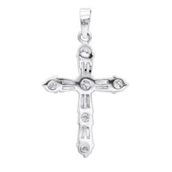 14K White Gold Round Diamond Cross Pendant 1.85ct -Luxurman 14k round diamond cross pendant 185ct p 35135 backwh