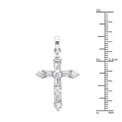 14K White Gold Round Diamond Cross Pendant 1.85ct -Luxurman 14k round diamond cross pendant 185ct p 35135 rulerwh