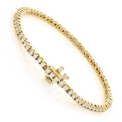 14K Yellow Gold Round Diamond Tennis Bracelet 2.2ct 9 14K Yellow Gold Round Diamond Tennis Bracelet 2.2ct -Luxurman 14k round diamond tennis bracelet 220ct p 22424 backye