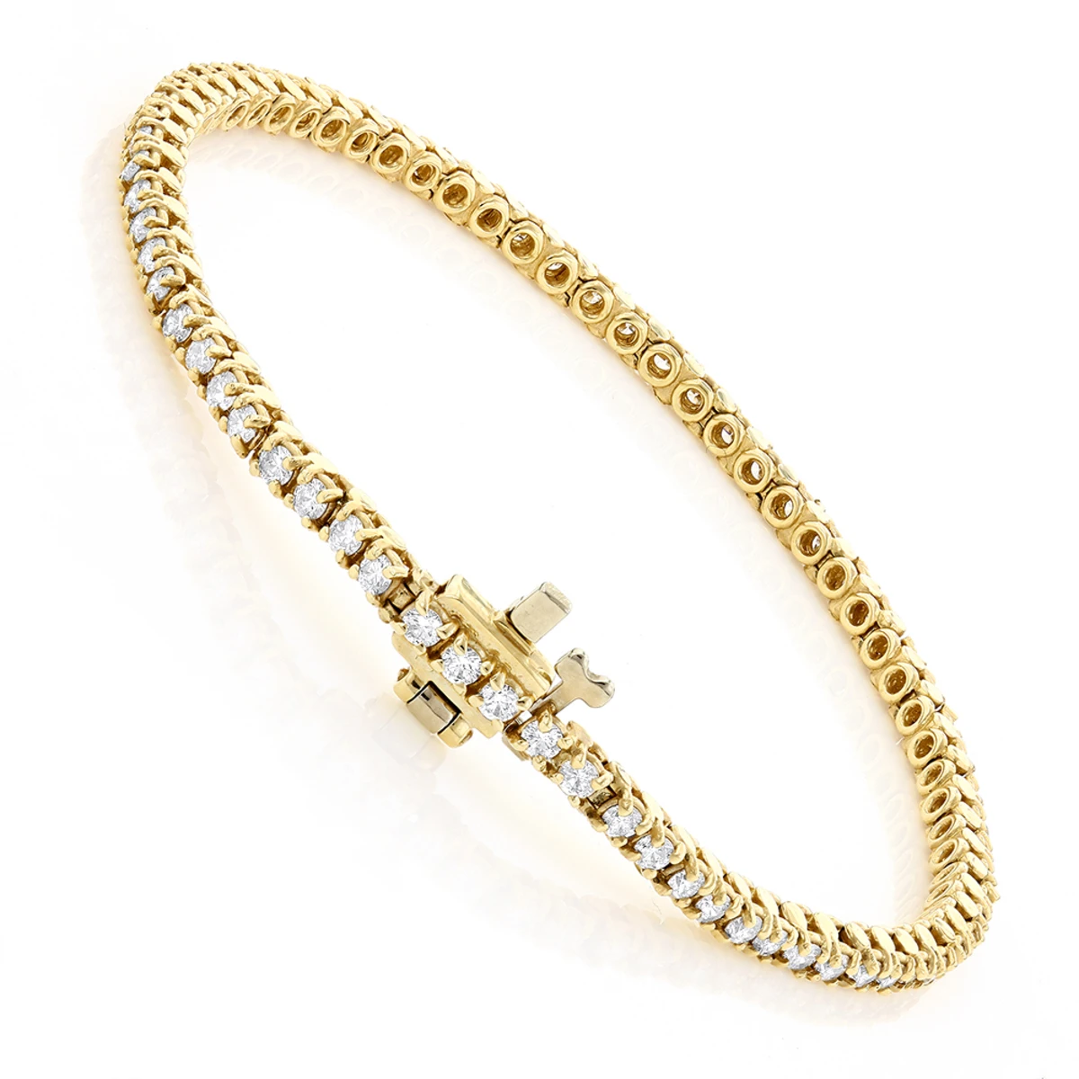 14K Yellow Gold Round Diamond Tennis Bracelet 2.2ct 4 14K Yellow Gold Round Diamond Tennis Bracelet 2.2ct - Image 4