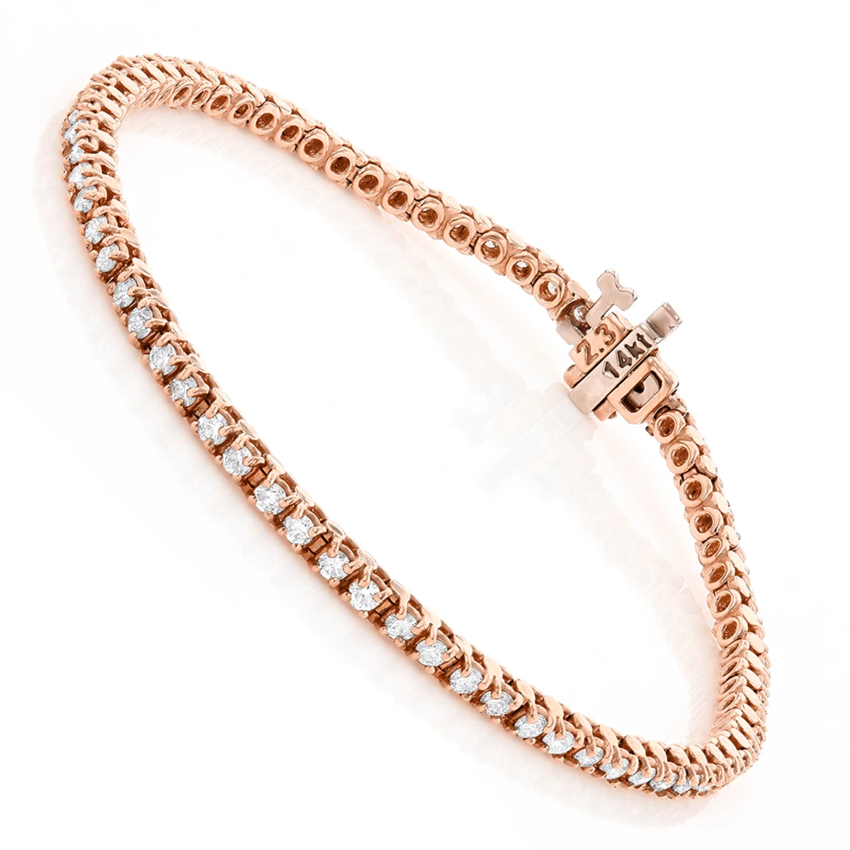 14K Yellow Gold Round Diamond Tennis Bracelet 2.2ct 3 14K Yellow Gold Round Diamond Tennis Bracelet 2.2ct - Image 3