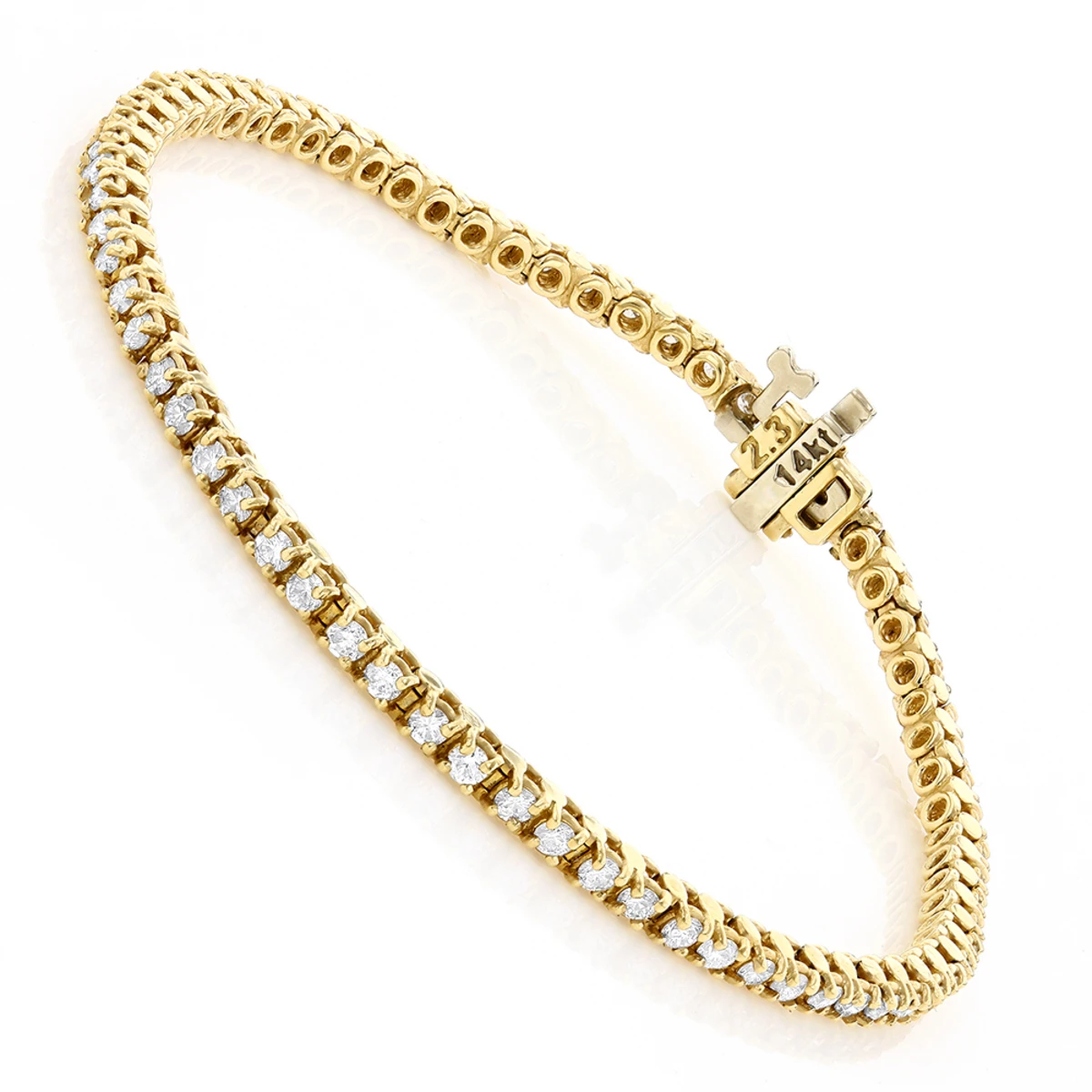 14K Yellow Gold Round Diamond Tennis Bracelet 2.2ct 1 14K Yellow Gold Round Diamond Tennis Bracelet 2.2ct
