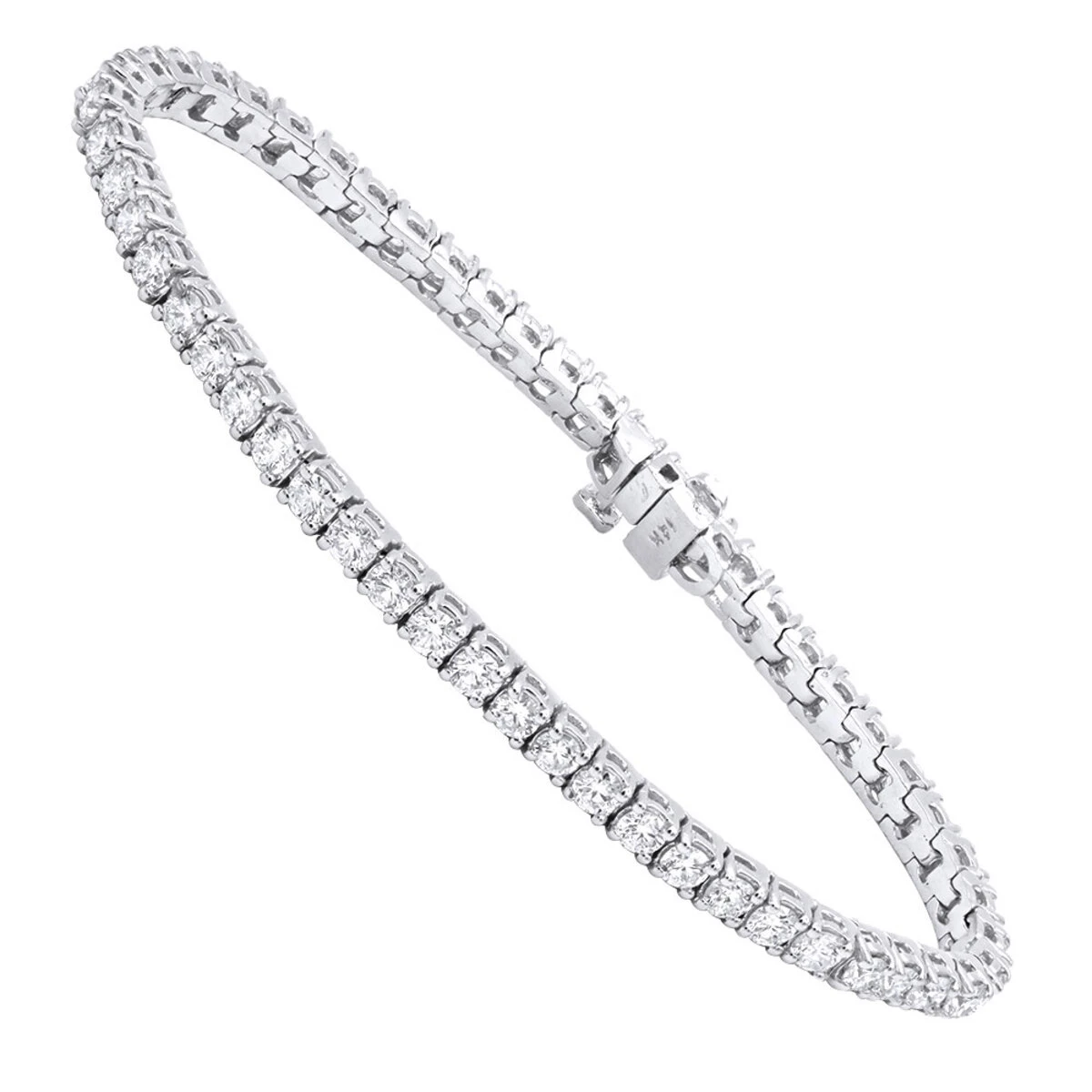 14K White Gold Round Diamond Tennis Bracelet For Women 5 Carats 1 14K White Gold Round Diamond Tennis Bracelet For Women 5 Carats