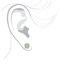 Solid 14K Yellow Gold 2 Carat Look Diamond Stud Earrings 0.5ct Clusters Luxurman -Luxurman 14k solid gold 2 carat look diamond stud earrings 075ct clusters luxurman bodye