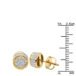 Solid 14K Yellow Gold 2 Carat Look Diamond Stud Earrings 0.5ct Clusters Luxurman -Luxurman 14k solid gold 2 carat look diamond stud earrings 075ct clusters luxurman rulerye