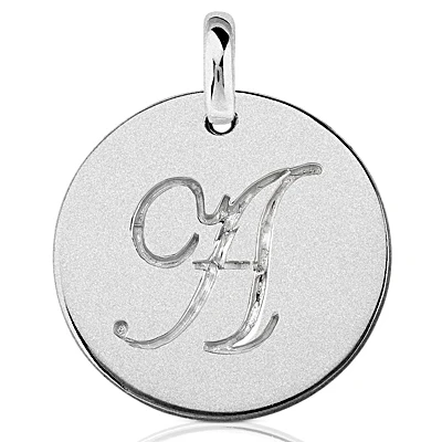 14K White Gold Circle Initial Pendant 1 14K White Gold Circle Initial Pendant