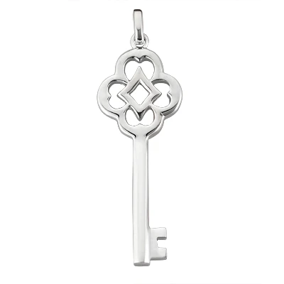 14K White Gold Key Pendant Necklace 14.3mm 1 14K White Gold Key Pendant Necklace 14.3mm