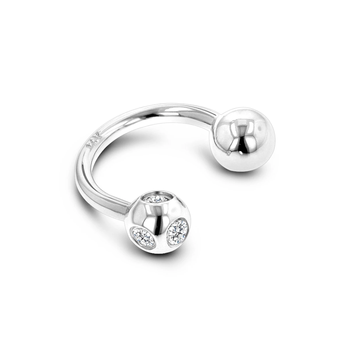 Designer Solid 14K Yellow Gold Circular Barbells Belly Button Piercing With Real Diamonds 0.15ct 2 Designer Solid 14K Yellow Gold Circular Barbells Belly Button Piercing With Real Diamonds 0.15ct - Image 2