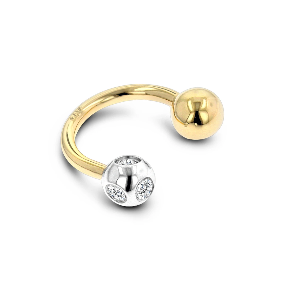 Designer Solid 14K Yellow Gold Circular Barbells Belly Button Piercing With Real Diamonds 0.15ct 1 Designer Solid 14K Yellow Gold Circular Barbells Belly Button Piercing With Real Diamonds 0.15ct