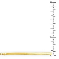 Solid 14K Yellow Gold Herringbone Chain For Women Imperial 3mm -Luxurman 14k solid yellow gold herringbone chain necklace 3mm ruler