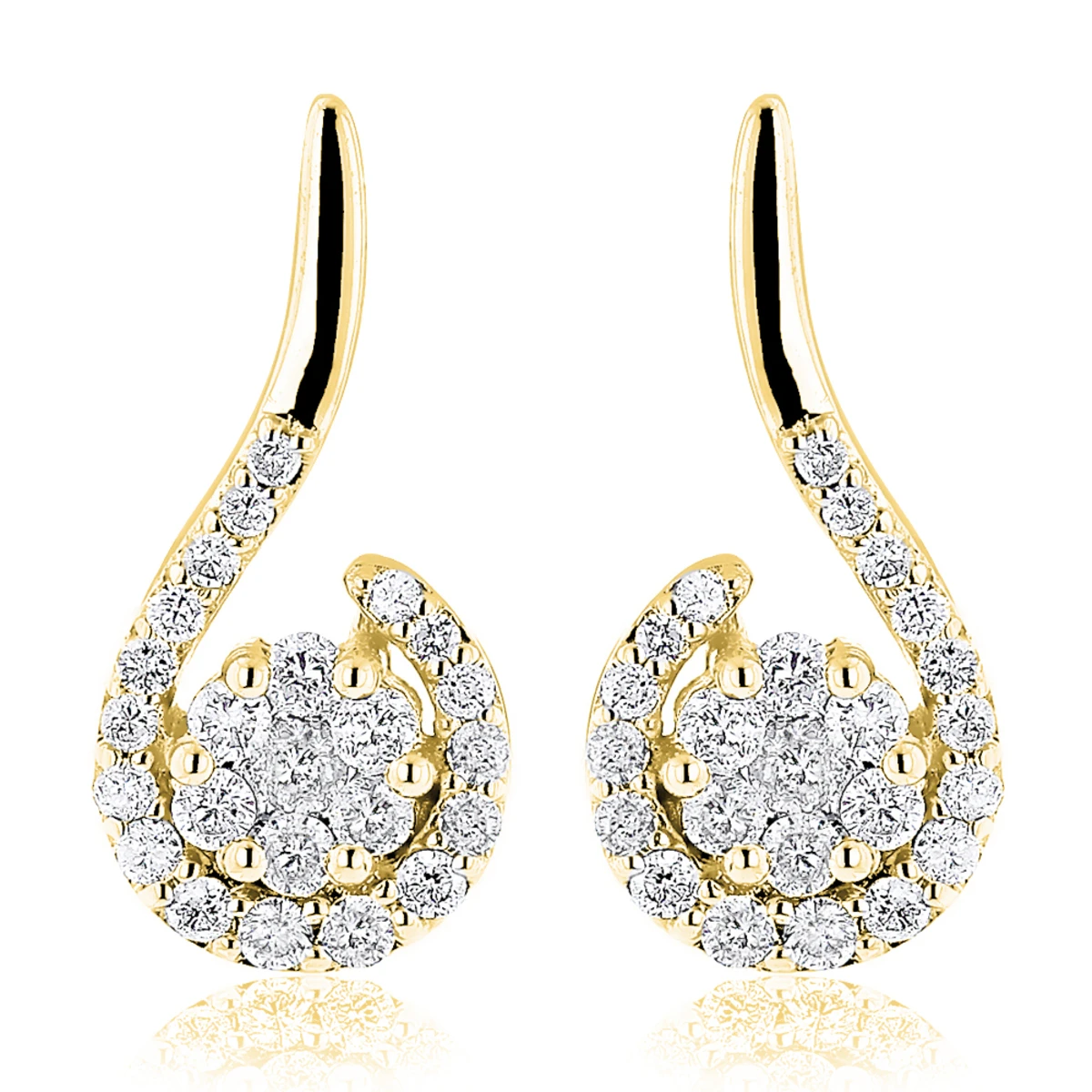 14K White Gold Swirl Diamond Earrings For Women 0.75ct 2 14K White Gold Swirl Diamond Earrings For Women 0.75ct - Image 2