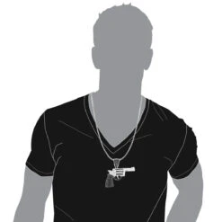 Men's 14K White Gold White Black Diamond Gun Pendant 9.5ct -Luxurman 14k white black diamond revolver pendant pistol 950ct p 6264 bodwh