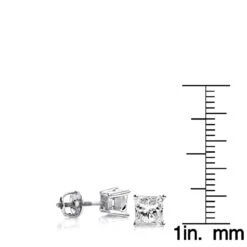 14K White Gold Diamond Stud Earrings Princess 1.50ct -Luxurman 14k white gold diamond stud earrings princess 150ct p 5645 rulerwh